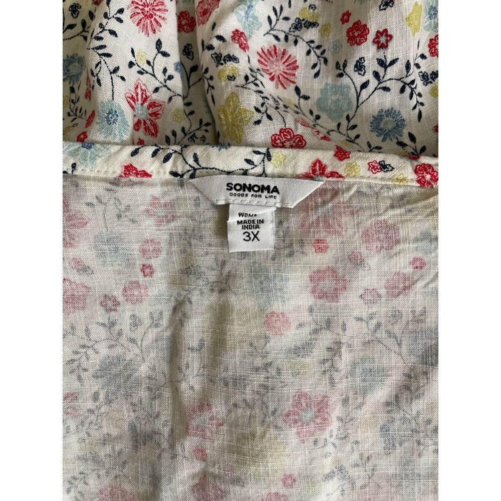 Sonoma Tank Top Womens Plus Size 3X White Floral Shirred Front Rayon NWOT V Neck - Picture 10 of 10